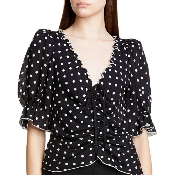 Cinq à Sept Kimberly Polka Dot Silk Top